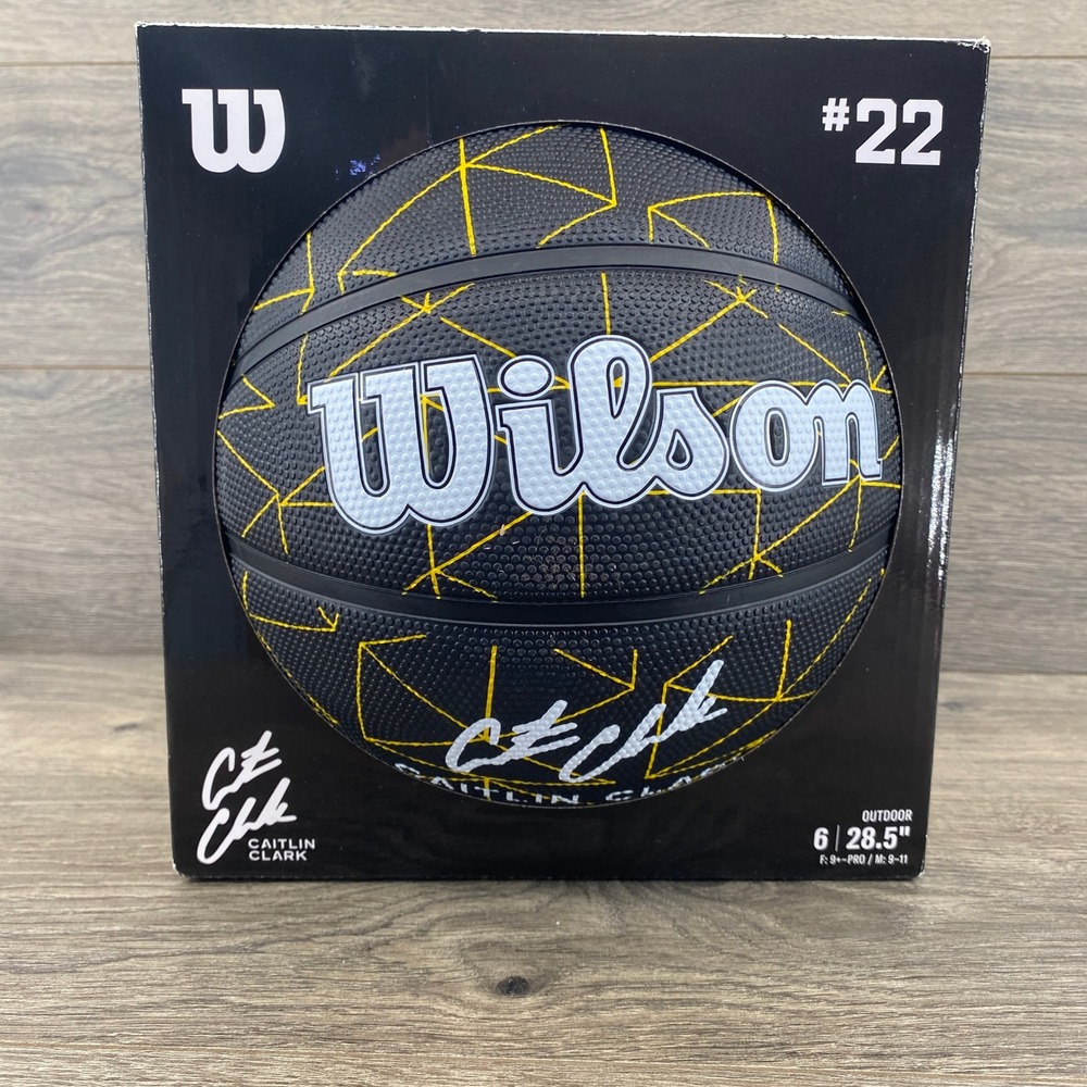 Wilson Caitlin Clark Basketball Unisex Size 6 28.5" Black Yellow Signature #22